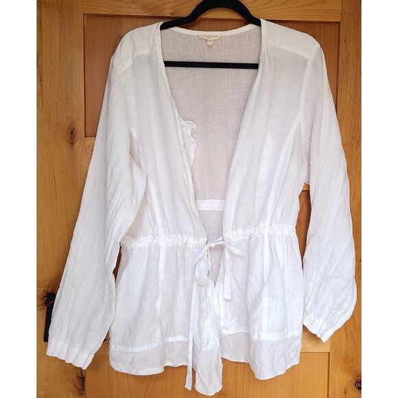 Eileen Fisher 100% Linen 1X White Lightweight Jacket Minimalist Quiet Luxury - Picture 1 of 5